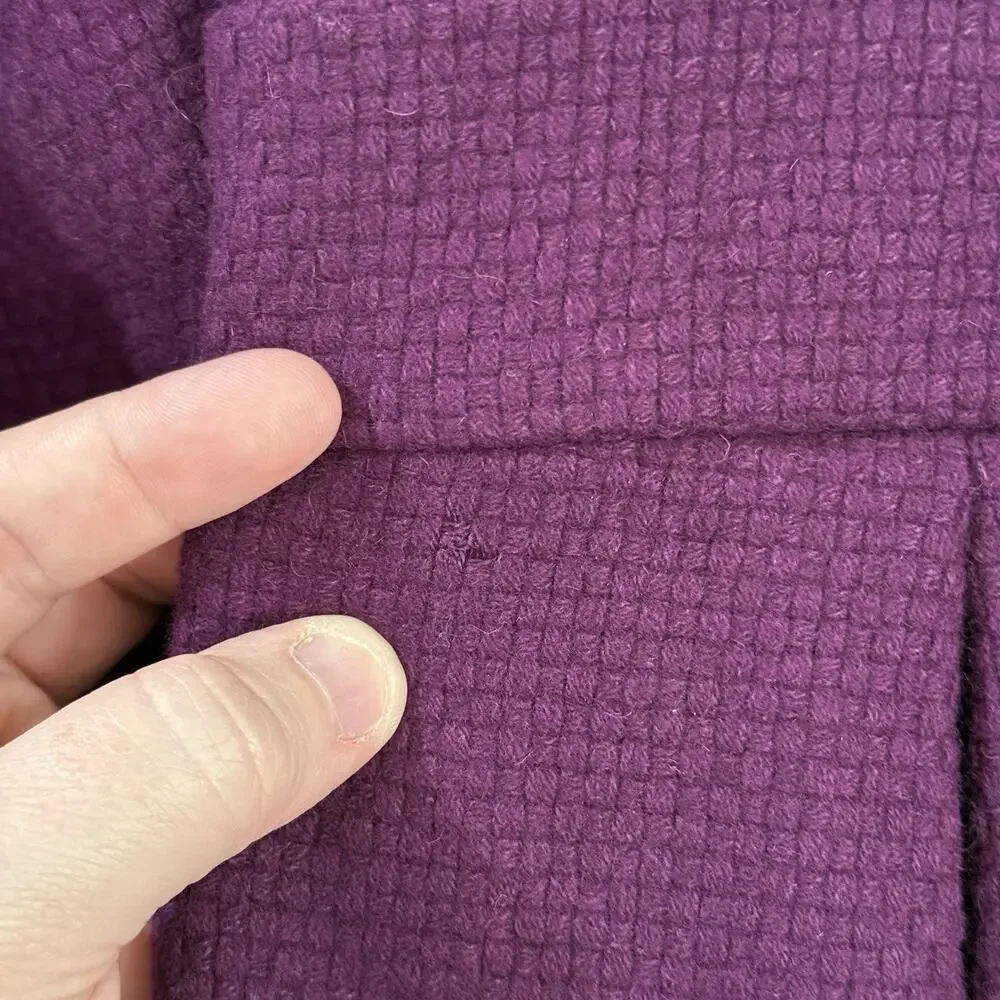 Old Navy Y2K Purple Peacoat Womens Medium Bell Sleeves Pockets Wool Blend Lined